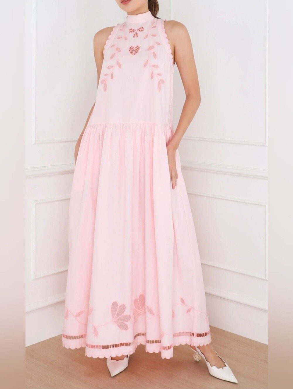 Stella Nova Anglaise Floral Embroidery Maxi Dress